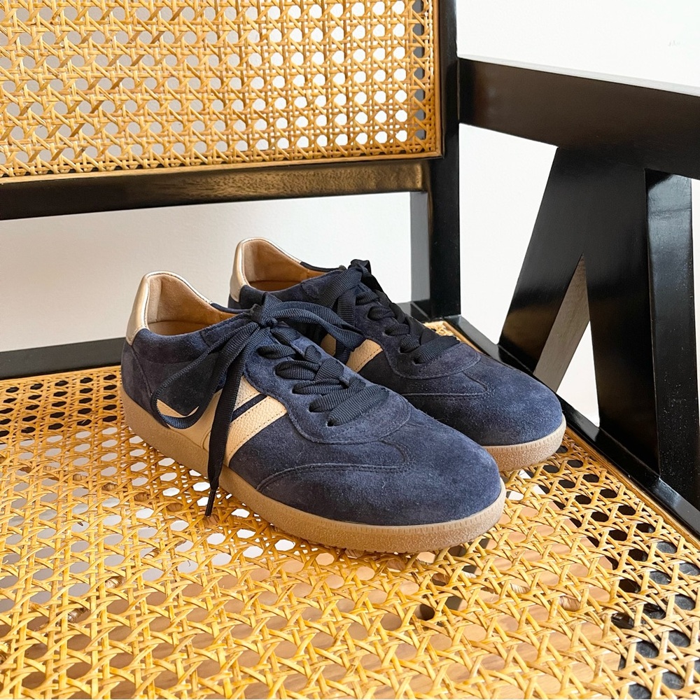 Gabor Navy Suede Sneakers with Tan Accents